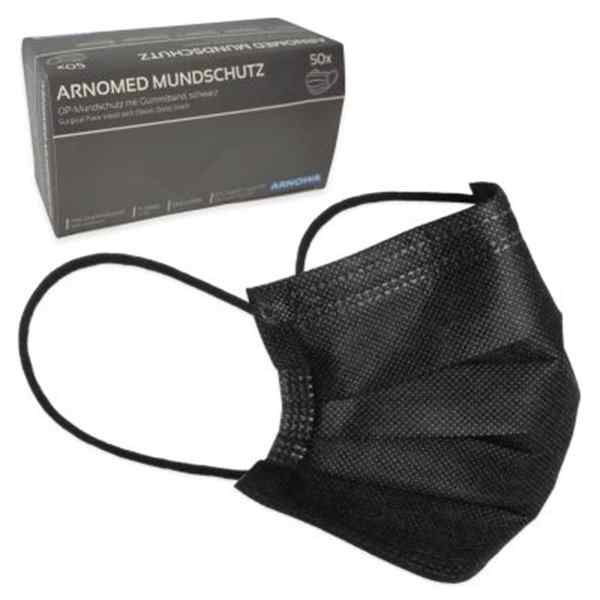 ARNOMED OP-Mundschutz schwarz mit Gummizug 