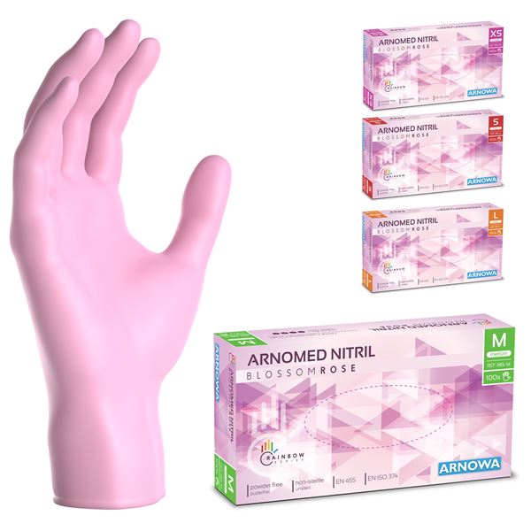 ARNOMED Nitril Blossom Rose Nitrilhandschuhe puderfrei rosa Gr.S