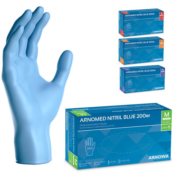 ARNOMED Nitril Blue 200er Nitrilhandschuhe puderfrei blau Gr.M