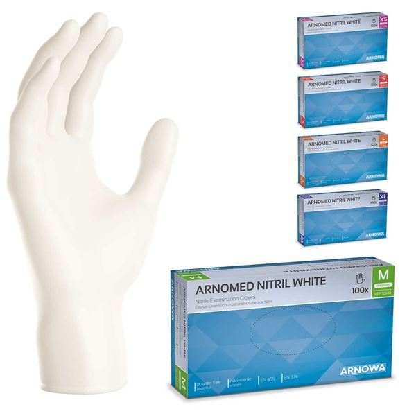 ARNOMED Nitril White Nitrilhandschuhe puderfrei weiß Gr.M